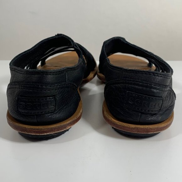 Sorel Womens Black Leather Lake Comfort Gladiator Style Sandals SZ 10 US / 41 EU - Picture 3 of 8